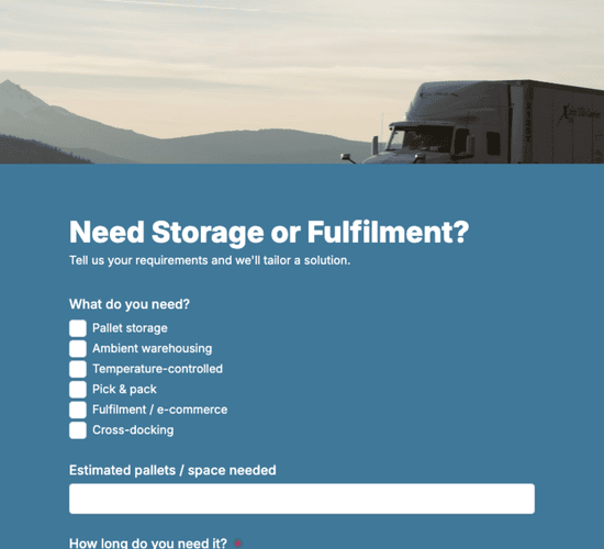 Warehousing & Storage Inquiry Form