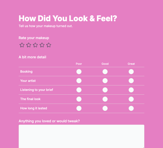 Makeup Feedback Form
