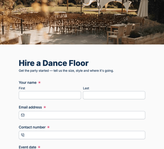 Dance Floor Hire Form