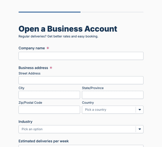 Business Delivery Account Application Form