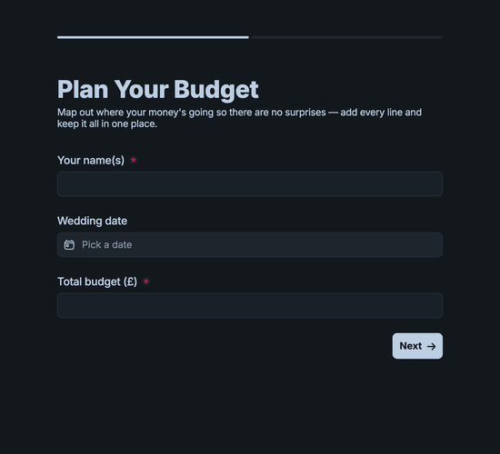 Wedding Budget Planner Form