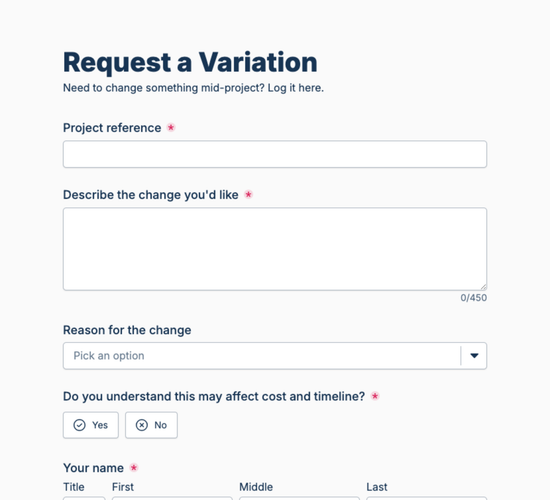 Building Project Variation Request Form