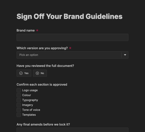 Brand Guidelines Sign-Off Form