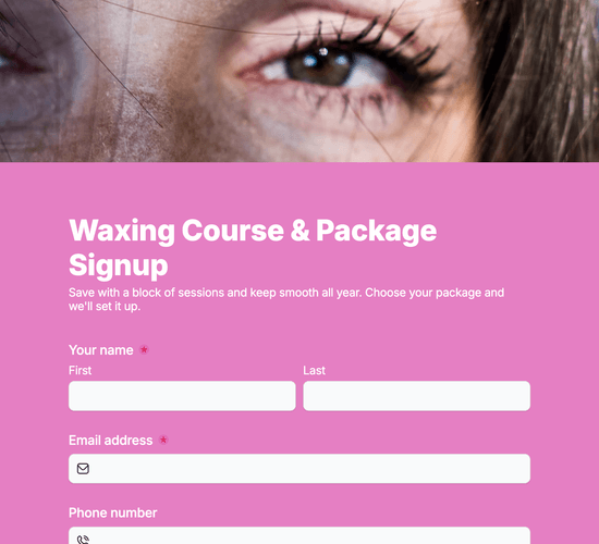 Waxing Course & Package Signup Form