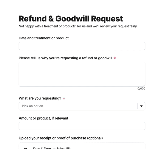 Salon Refund & Goodwill Request Form