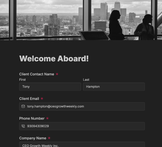 Sales Client Onboarding Form