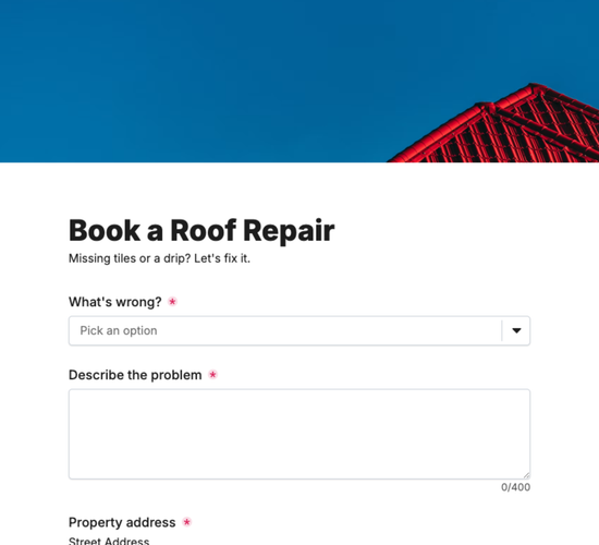 Roof Repair Callout Form