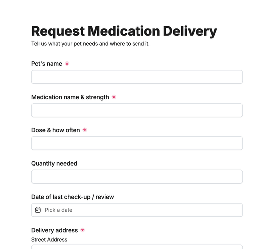 Medication & Repeat Prescription Delivery Request Form