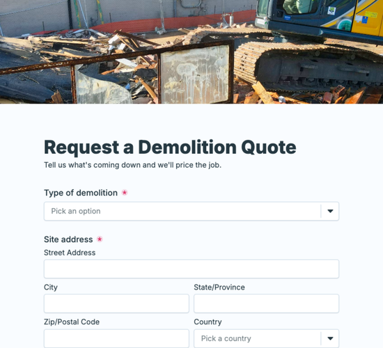 Demolition Quote Request Form
