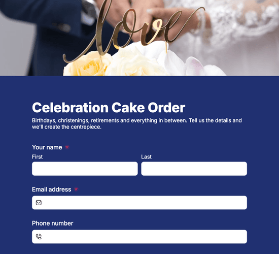 Celebration Cake Order Form