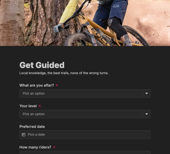Guided MTB Trail Ride Booking Form