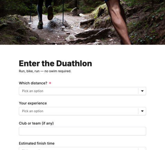 Duathlon Race Entry Form