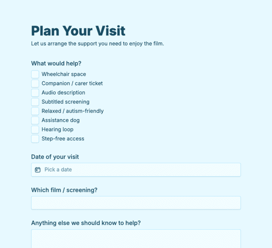 Cinema Accessibility Assistance Request Form