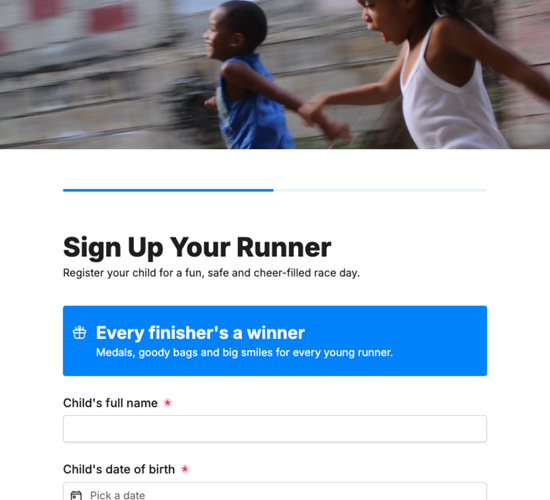 Kids Fun Run & Junior Race Registration Form