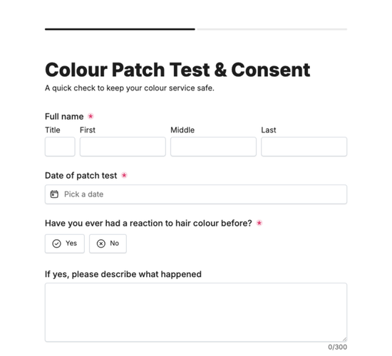 Hair Color Patch Test Consent Form