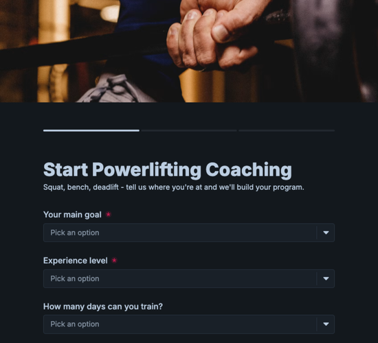 Powerlifting Coaching Application Form