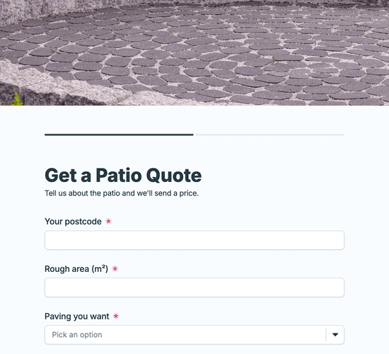 Patio Quote Request Form