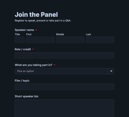 Filmmaker Q&A & Panel Registration Form
