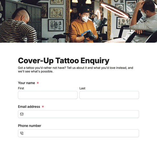Cover-Up Tattoo Enquiry Form