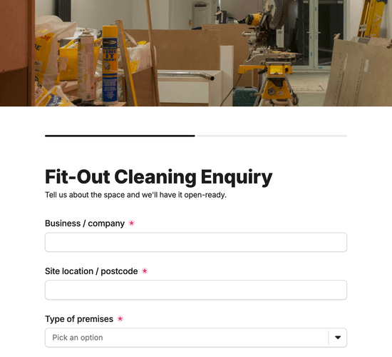 Commercial Fit-Out Cleaning Enquiry Form