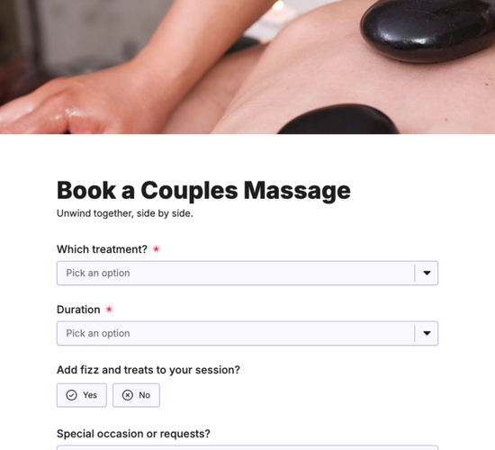 Couples Massage Booking Form