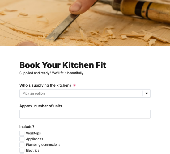 Kitchen Fitting Booking Form