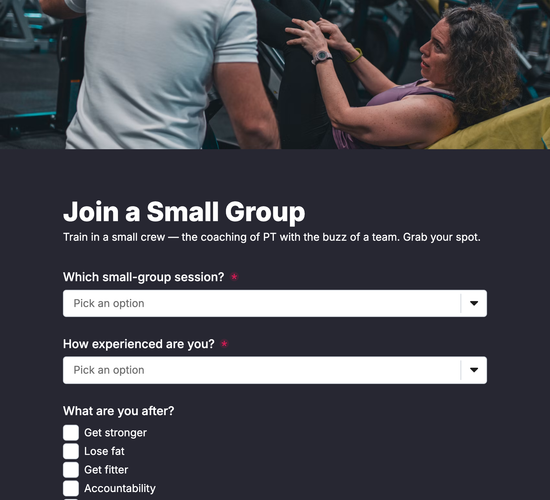 Small-Group Training Registration Form