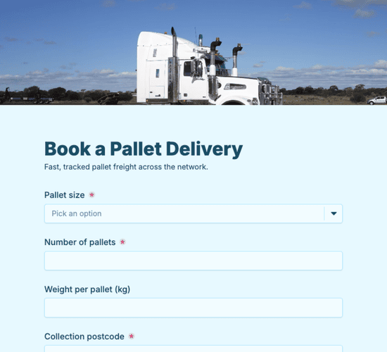 Pallet Delivery Booking Form