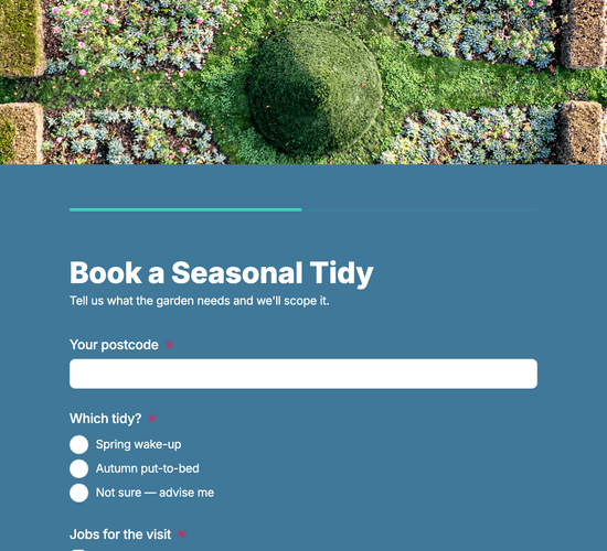 Seasonal Garden Tidy Booking Form