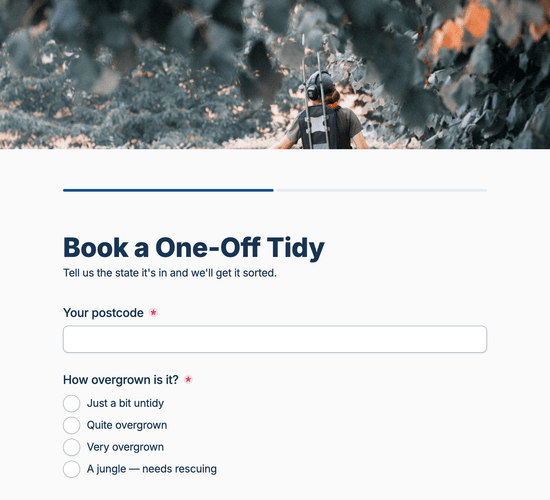 One-Off Garden Tidy Booking Form