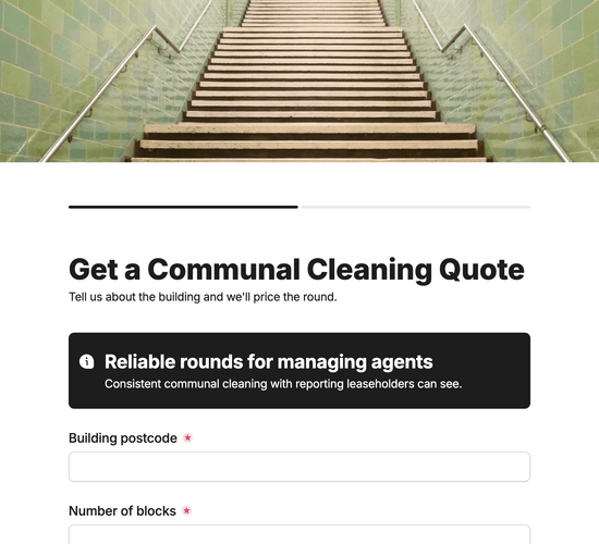 Communal Area Cleaning Quote Form