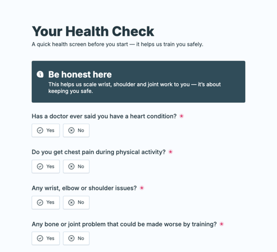 Calisthenics Health & Readiness (PAR-Q) Form