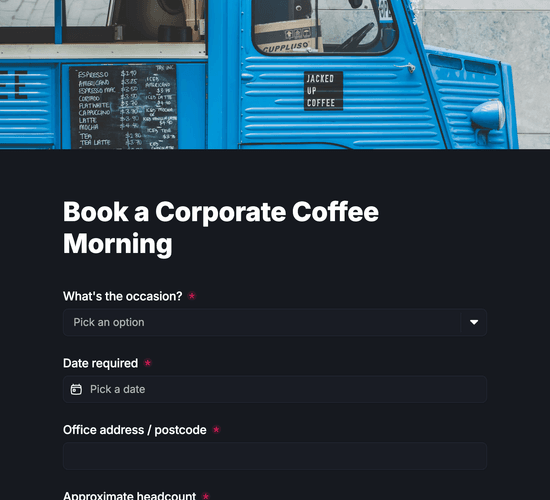 Corporate Coffee Morning Booking Form