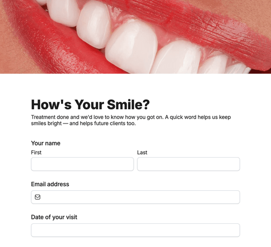 Teeth Whitening Feedback Form