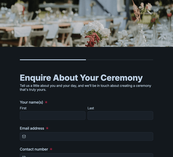 Wedding Celebrant Enquiry Form