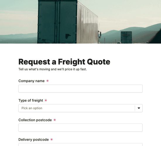 Freight Quote Request Form
