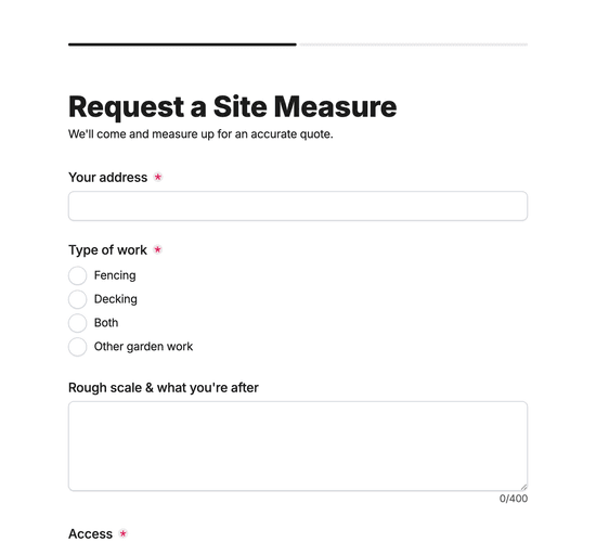 Site Measure & Survey Request Form