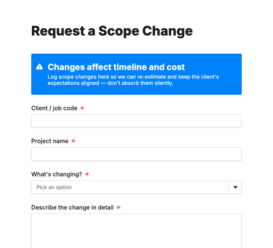 Scope Change & Re-Estimate Request Form