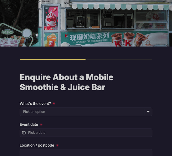 Mobile Smoothie & Juice Bar Hire Enquiry Form