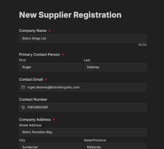 Supplier Onboarding Form