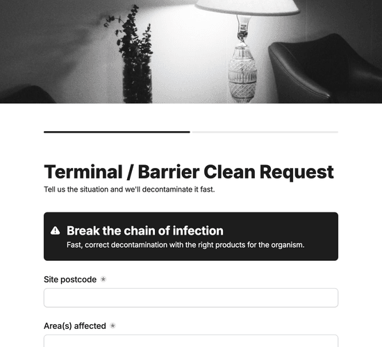 Terminal & Barrier Clean Request Form