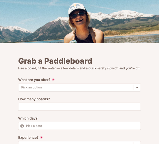 SUP (Stand-Up Paddleboard) Hire & Waiver Form