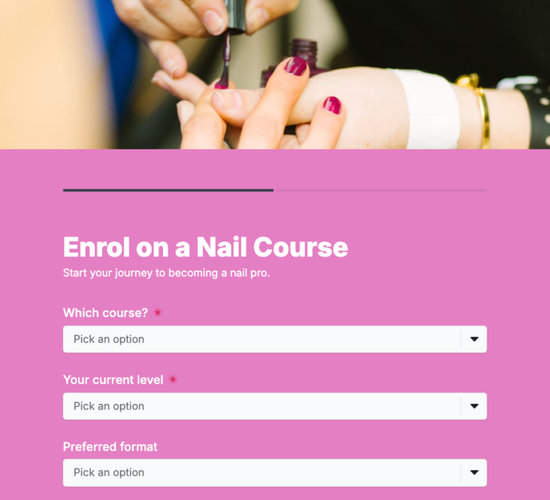 Nail Training Course Enrollment Form