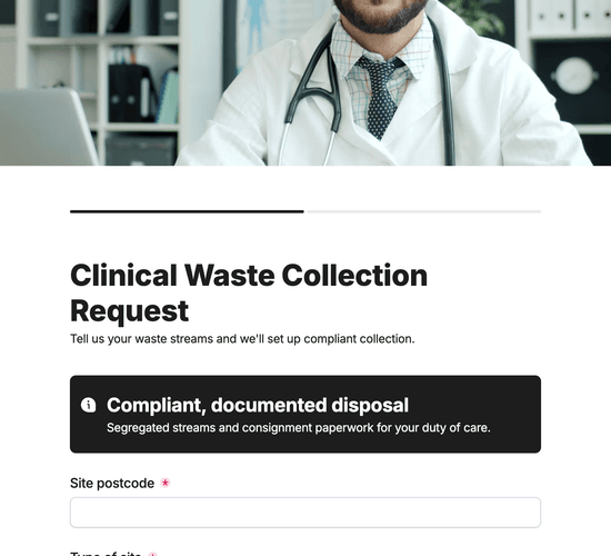 Clinical Waste Collection & Disposal Request Form