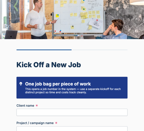 Project Kickoff & Job Bag Setup Form