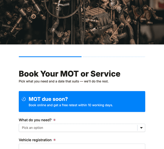 MOT & Service Booking Form