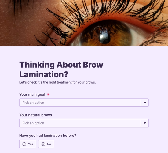 Brow Lamination Consultation Form