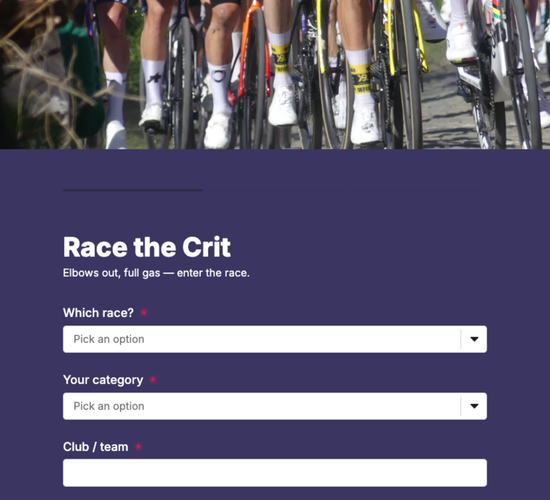 Criterium & Road Race Entry Form