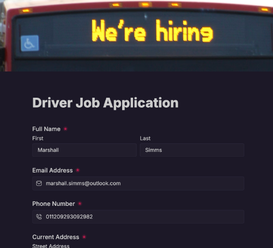 Job Application Form