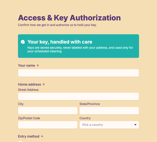Home Access & Key Authorization Form